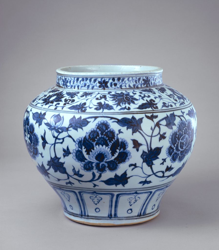 图片[1]-Jingdezhen kiln blue and white peony pot-China Archive